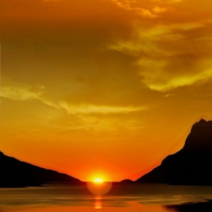 gambar gunung dan sunset